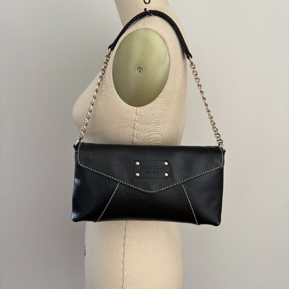 Kate Spade Black Kiera Wellesley Envelope Shoulder Bag Polka Dot Lining - Picture 1 of 10